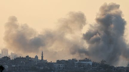 Des bombardements israéliens sur la bande de Gaza (Palestine), le 15 octobre 2023. (JACK GUEZ / AFP)