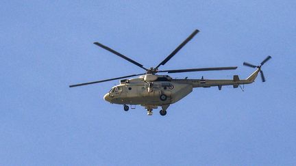 An Mi-8 helicopter, pictured in Rafah, Gaza Strip, on December 16, 2023. Illustrative photo. (SAID KHATIB / AFP)