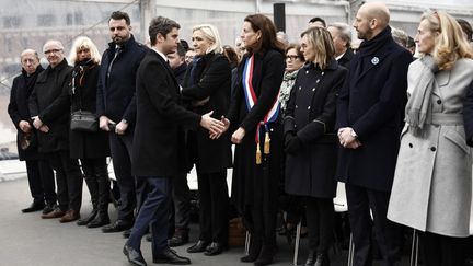 Le Premier ministre Gabriel Attal, le 11 mars 2024, lors de la cérémonie d'hommage national aux victimes du terrorisme, à Arras (Pas-de-Calais). (SAMEER AL-DOUMY / AFP)