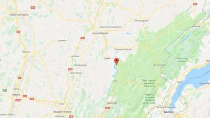 L'incendie s'est déclaré&nbsp;à Maisod, au sud de Lons-le Saunier dans le Jura (CAPTURE ECRAN GOOGLE MAPS)