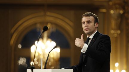 Emmanuel Macron à l'Elysée le 15 janvier 2020. (YOAN VALAT / POOL / AFP)