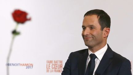 Benoît Hamon, le 29 janvier 2017 à Paris, après sa victoire lors du second tour de la primaire de la gauche. (FRANCOIS MORI / AP / SIPA)