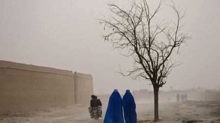 Des femmes en burqa marchent &agrave; Bagram au nord de Kaboul (Afghanistan), le 3 janvier 2012. (AHMAD MASOOD / REUTERS)