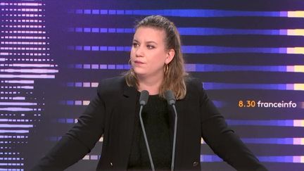 Mathilde Panot, cheffe de file des députés La france insoumise (LFI), mercredi 20 décembre 2023 sur franceinfo. (FRANCEINFO / RADIO FRANCE)