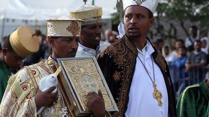 serait gardée sur l'Amba Geshen, mont lui-même en forme de croix.
 (Minasse Wondimu Hailu / ANADOLU AGENCY / AFP)