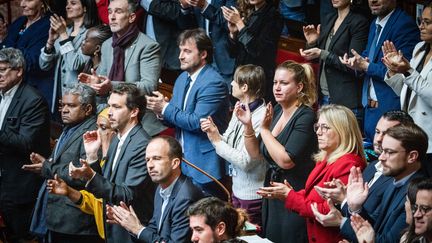 Les députés LFI lors de l'examen de la réforme des retraites, à l'Assemblée nationale, le 6 février 2023. (XOSE BOUZAS / HANS LUCAS / AFP)