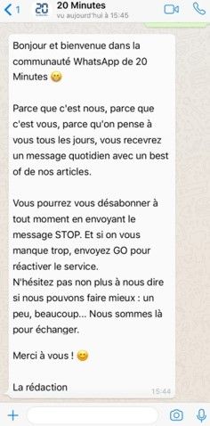 20 Minutes sur WhatsApp (20 Minutes)