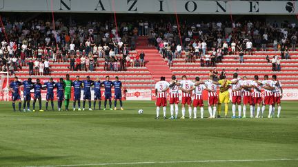 Le stade&nbsp;François-Coty lors de la rencontre entre l'AC Ajaccio et Clermont Foot 63, à Ajaccio (Corse-du-Sud), le dimanche 2 octobre 2022. (PASCAL POCHARD-CASABIANCA / AFP)