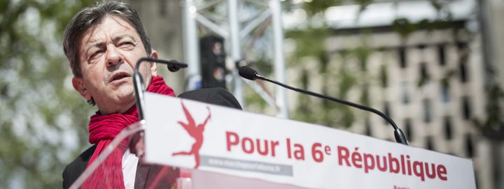 Jean-Luc Mélenchon, ici en mai 2013 lors d'une marche contre l'austérité et pour une 6e République, un an après l'élection de François Hollande. (MAXPPP)