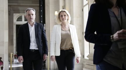 Barbara Pompili et Fran&ccedil;ois de Rugy, le 2 avril 2014 &agrave; l'Assembl&eacute;e nationale, &agrave; Paris. (MAXPPP)