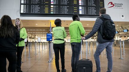 L'aéroport de Bruxelles (Belgique) un jour de grève, le 9 novembre 2022. (HATIM KAGHAT / BELGA via AFP)