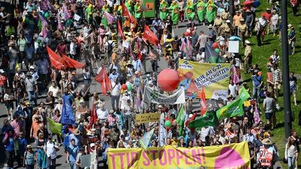  (Manifestation anti TTIP/TAFTA le 04 juin lors du sommet du G7 à Munich © maxppp)