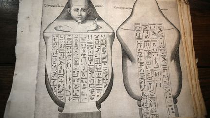 Au fil des planches, préservées de manipulations trop nombreuses, on découvre la représentation d'obélisques, d'objets égyptisants et de statues conservées notamment au British Museum, au musée du Louvre ou à celui de Turin.

	  (Pascal POCHARD-CASABIANCA / AFP)