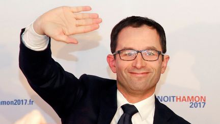 Benoît Hamon, le 22 janvier 2017 à Paris au soir de sa victoire au premier tour de la primaire de la gauche. (JACKY NAEGELEN / REUTERS)