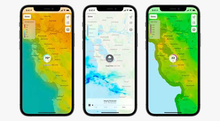 Quelques nouvelles fonctionnalités proposées sur l'application&nbsp;Météo.v (APPLE)