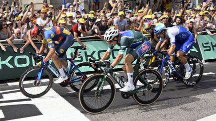 Le Danois Mads Pedersen a remporté la 8e étape du Tour de France 2023, à Limoges, le 8 juillet. (JASPER JACOBS / BELGA MAG)