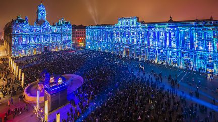 La Place des Terreaux à Lyon, lors de la Fête des Lumières en 2019.&nbsp; (JACQUES PIERRE / HEMIS.FR / HEMIS.FR / AFP)