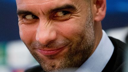 L'entra&icirc;neur du Bayern Munich, Pep Guardiola, lors d'une conf&eacute;rence de presse avant la demi-finale de Ligue des champions contre le Real Madrid, le 22 avril 2014 &agrave; Madrid (Espagne). (GONZALO ARROYO MORENO / GETTY IMAGES EUROPE)