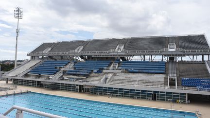 La piscine olympique des JO d'Athènes abandonée, en mars 2016. (WASSILIOS ASWESTOPOULOS / NURPHOTO / AFP)