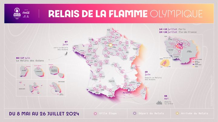 Le parcours du relais de la flamme olympique débutera le 8 mai pour s'achever le 26 juillet 2024 à Paris. (PARIS2024)