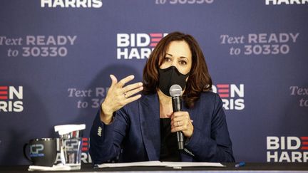 Kamala Harris pendant son déplacement dans le Wisconsin lundi 7 septembre. (KEREM YUCEL / AFP)