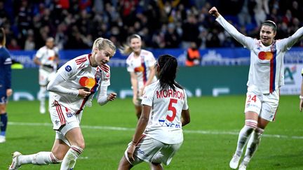 Ada Hegerberg a inscrit plusieurs buts face à Benfica, le 9 décembre 2021. (RICHARD MOUILLAUD / MAXPPP)