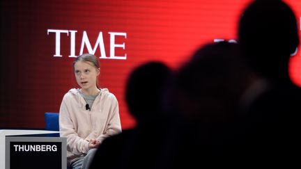 Greta Thunberg à Davos (Suisse) pour le Forum mondial de l'économie, le 21 janvier 2020. (FABRICE COFFRINI / AFP)