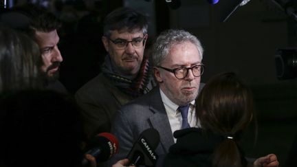 Philippe Duperon, président de l'association de victimes&nbsp;"13-Onze-15 Fraternité et Vérité" lors du procès de Salah Badeslam à Bruxelles, le 5 février 2018. (THIERRY ROGE / BELGA MAG)