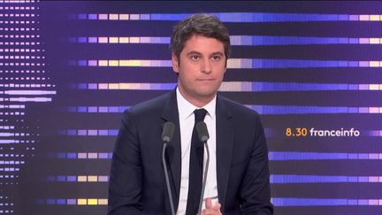 Le ministre délégué chargé des Comptes publics, Gabriel Attal, sur franceinfo vendredi 28 avril. (franceinfo / Radio France)