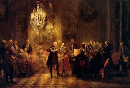 Le concert de flûte de Frédéric le Grand - Huile sur toile de Adolph von (Adolf) Menzel - 1852
 (DR)