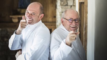 Maxime et René Meilleur, fils et père pour un restaurant 3 étoiles en Savoie, au pied des pistes, La Bouitte, à Saint-Martin-de-Belleville. (LA BOUITTE / M. CELLARD)