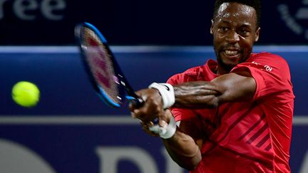 Gaël Monfils lors de son quart de finale face à Richard Gasquet au Masters 500 de Dubaï le 27 février 2020. (- / AFP)