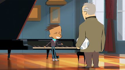 "Max &amp; Maestro",  la série pour sensibiliser les petits à la musique classique, ave cle grand chef Daniel Barenboim.
 (France télévisions)