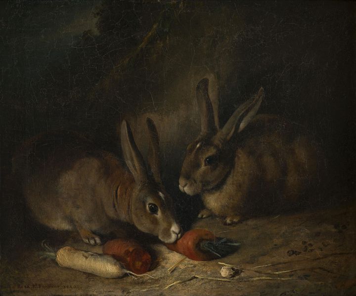 Rosa Bonheur, "Deux lapins", 1840, Bordeaux, musée des Beaux-Arts, legs de François Auguste Hippolyte Peyrol, 1930 (© Mairie de Bordeaux, musée des Beaux-Arts, photo F.Deval)