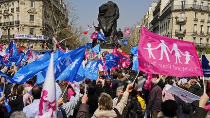 Des participants &agrave; la Manif pour tous le 21 avril 2013 &agrave; Paris. (ROLLINGER-ANA / AFP)