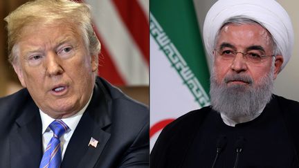 Le président américain Donald Trump (gauche) et son homologue iranien&nbsp;Hassan Rohani. (NICHOLAS KAMM / IRANIAN PRESIDENCY / AFP)