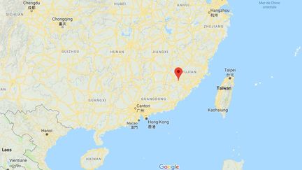 La ville de Longyan, où a eu lieu le drame, le 25 décembre 2018, se situe&nbsp;dans la province du Fujian (Chine).&nbsp; (GOOGLE MAPS)