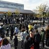 Hommage à Samuel Paty&nbsp;le jour de la rentrée scolaire, le 2&nbsp;novembre 2020, dans un établissement à Villers-lès-Nancy (Meurthe-et-Moselle). (ALEXANDRE MARCHI / MAXPPP)