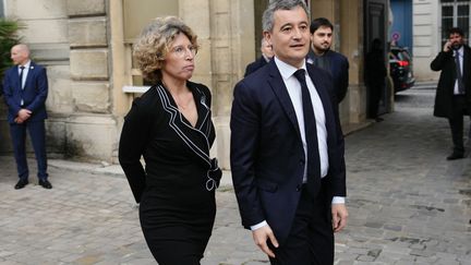 The Minister of the Interior, Gérald Darmanin, and the Minister Delegate for Overseas Territories, Marie Guévenoux, in Paris, February 9, 2024. (DIMITAR DILKOFF / AFP)