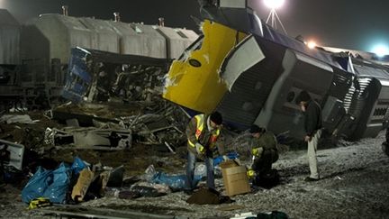 Accident entre deux trains à Hordorf, à 190 km de Berlin (29 janvier 2011) (AFP/ODD ANDERSEN)