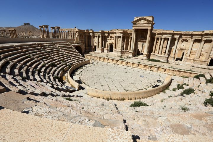 Le théâtre&nbsp;de&nbsp;la cité antique de Palmyre (Syrie), photographié le 31 mars 2016. (JOSEPH EID / AFP)