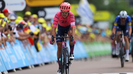 Magnus Cort Nielsen à l'arrivée de la 7e étape du Tour de France 2021 entre Vierzon et Le Creusot, vendredi 2 juillet. (TIM DE WAELE / MaxPPP)