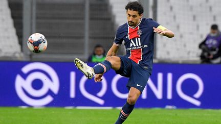 Marquinhos, le capitaine du PSG (07 février 2021). (NICOLAS TUCAT / AFP)