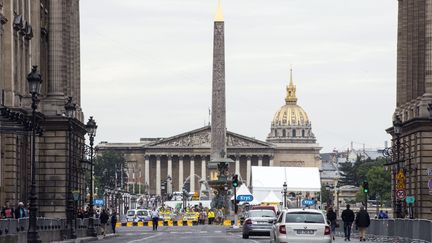 La place de la Concorde &agrave; Paris, bloqu&eacute;e par la police pour l'arriv&eacute;e du Tour de France, le 26 juillet 2015. (  MAXPPP)