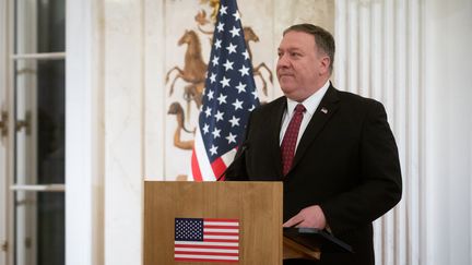 Le secrétaire d'Etat américain, Mike Pompeo, le 12 février 2019 en Pologne. (MATEUSZ WLODARCZYK / NURPHOTO / AFP)