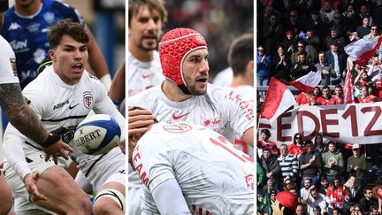 Antoine Dupont (à gauche), Gabin Villière (au centre) et le public du Biarritz Olympique ont marqué la 22e journée de Top 14. (Valentine CHAPUIS / AFP - OLIVIER CHASSIGNOLE / AFP - GAIZKA IROZ / AFP)