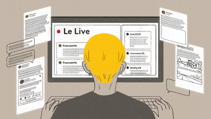 Le Live de franceinfo.fr permet de rendre compte de l'actualité en continu et de tisser un lien avec notre public. (Illustration : Héloïse Krob et Pauline Le Nours, franceinfo.)