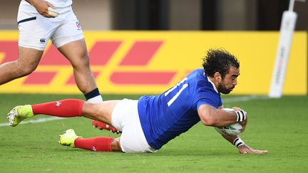 L'ailier français Yoann Huget le 2 octobre 2019 face aux Etats-Unis, à Fukuoka (Japon). (FRANCK FIFE / AFP)