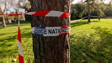 La police sur les lieux de la rixe mortelle à Boussy-Saint-Antoine (Essonne), le 23 février 2021. (THOMAS COEX / AFP)