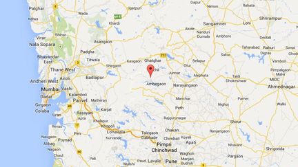 Capture d'&eacute;cran Google Maps pointant le village de Malin dans l'Etat du&nbsp;Maharashtra, en Inde. ( GOOGLE MAPS / FRANCETV INFO )
